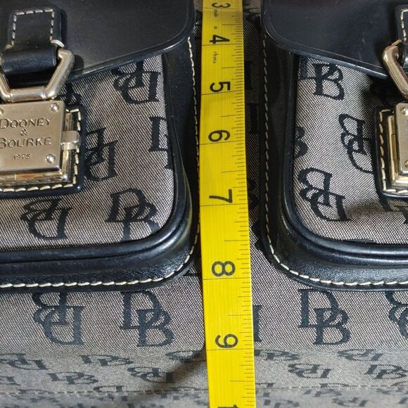 Dooney Bourke Dual Pockets Satchel Handbag Vintage Monogram Canvas Leather Trim - Picture 5 of 14